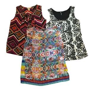 Bundle of 3 Women’s Assorted Colorful or Printed Tank Tops size small